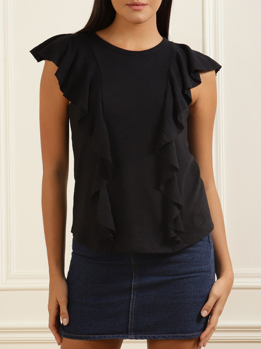 

Ted Baker Black Ruffles Top