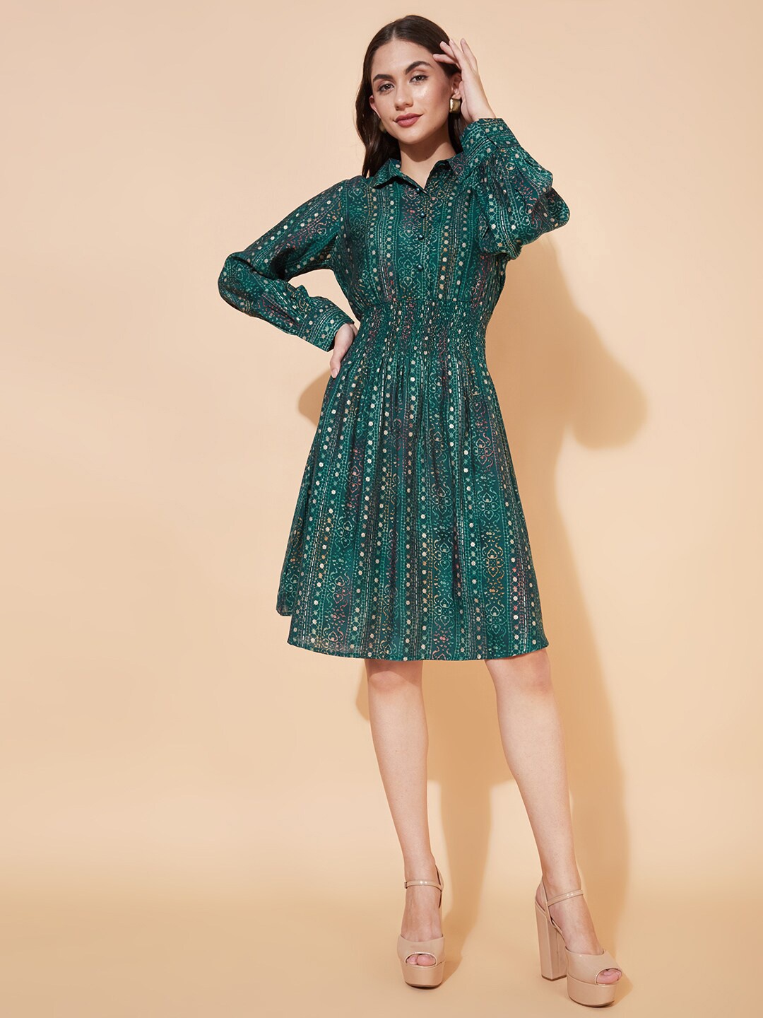 

FASHOR Women Green Ethnic Motifs Dress