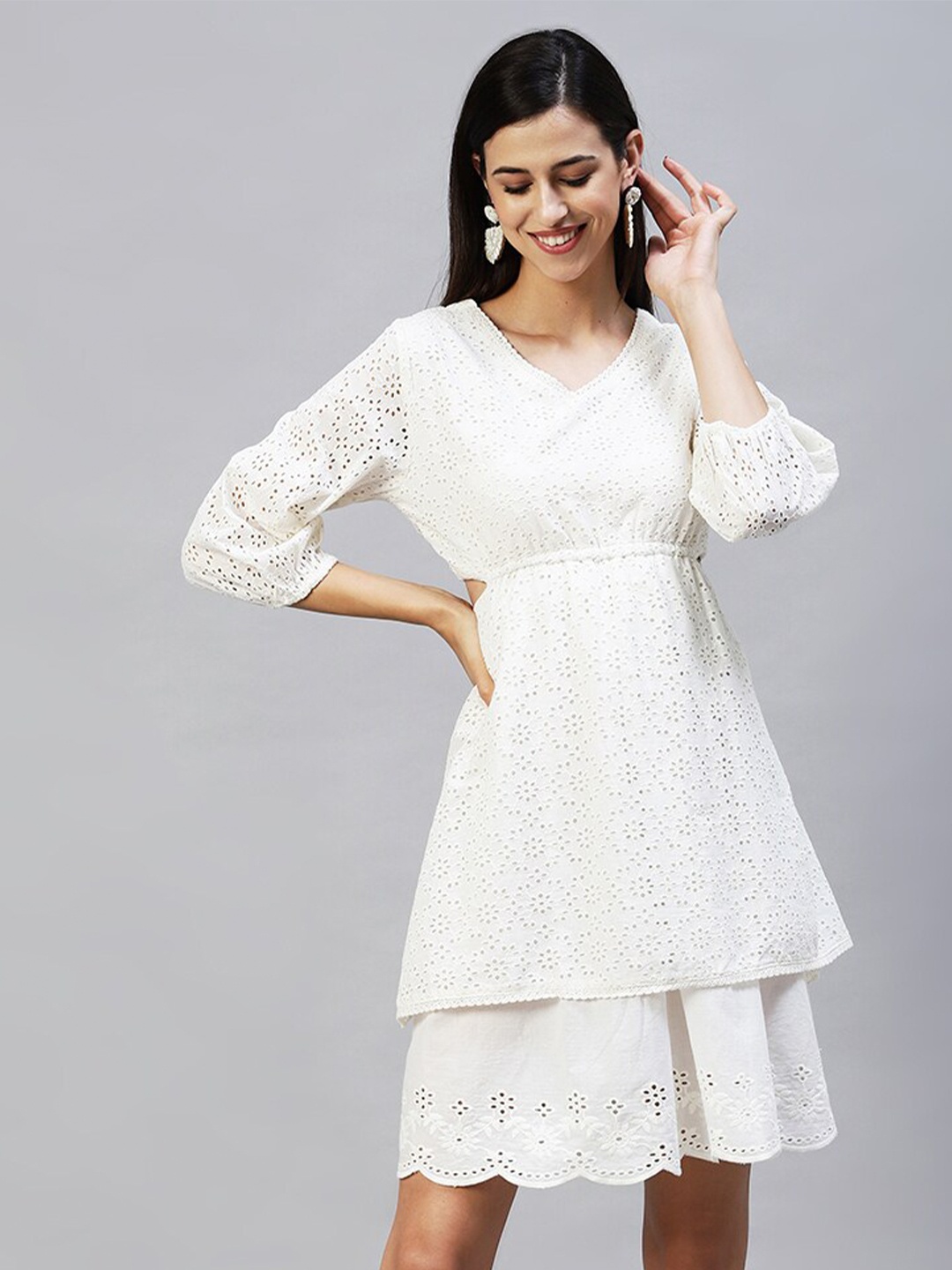 

FASHOR White Layered Dress