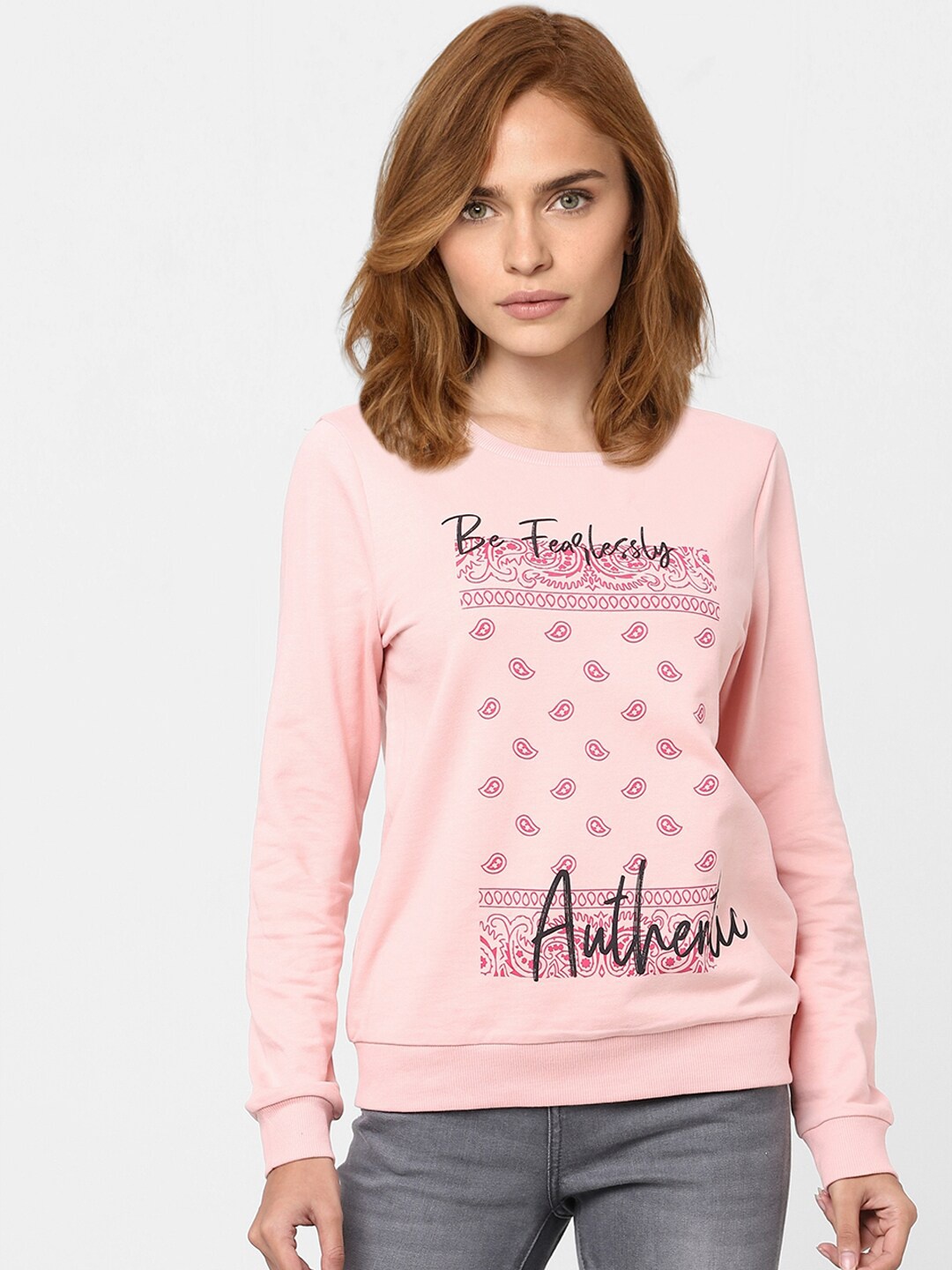 

Vero Moda Women Pink Printed Sweatshirt