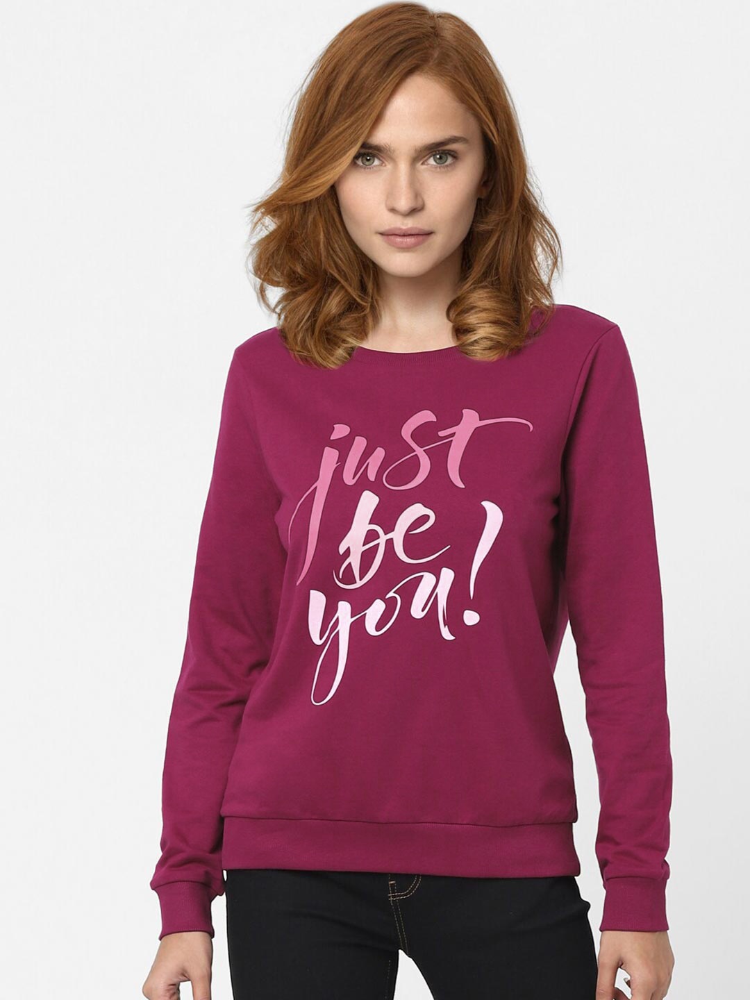 Vero Moda Women Pink Typography Printed Sweatshirt