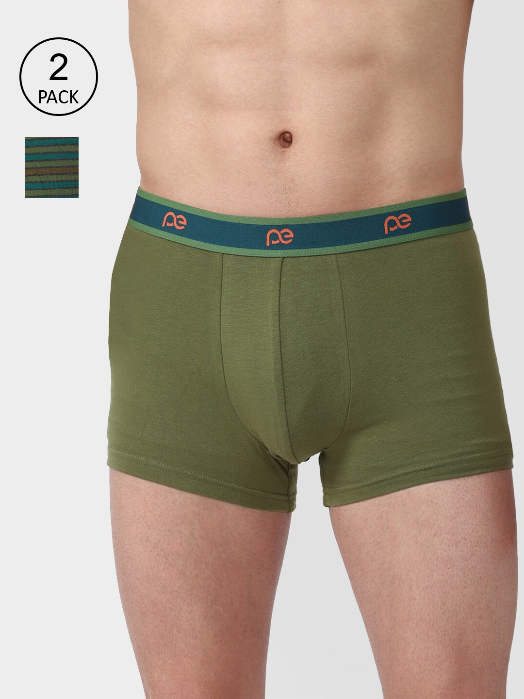 

Peter England Men Green Pack Of 2 Trunks