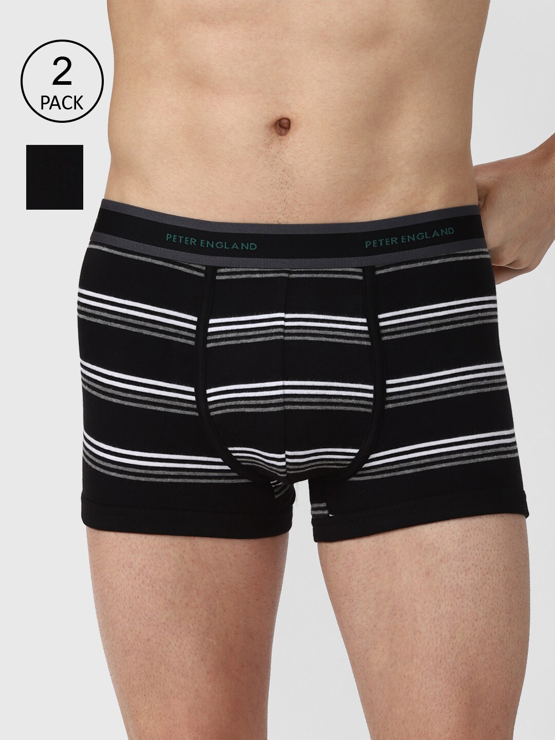 

Peter England Men Pack Of 2 Trunks PETRMRGPP19600, Black