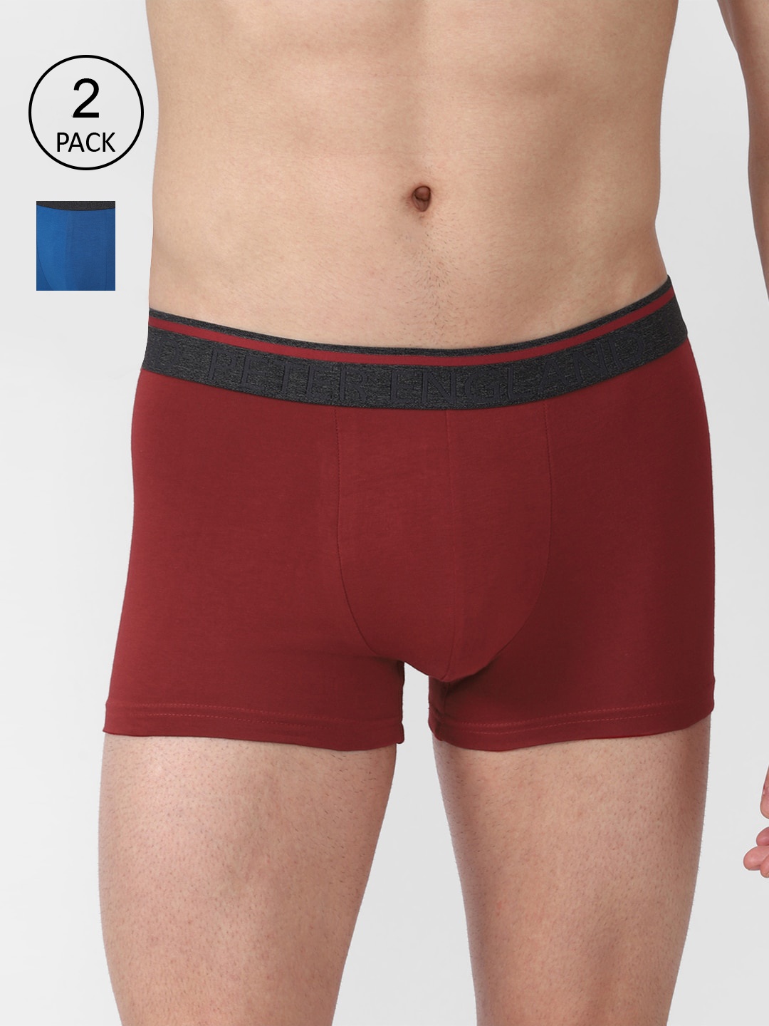 

Peter England Men Pack of 2 Solid Cotton Trunk PETRMRGBV42194, Maroon