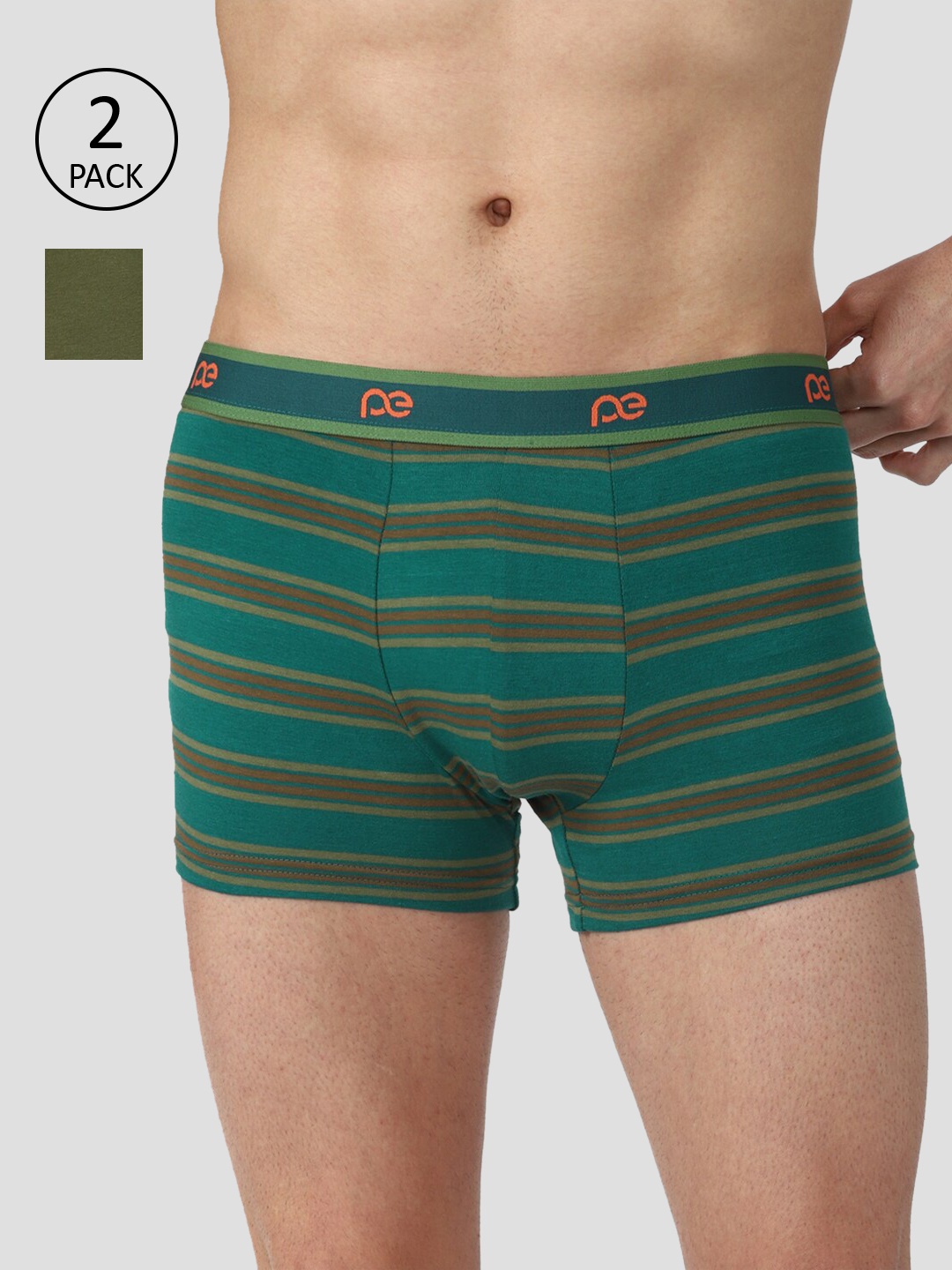 

Peter England Men Pack Of 2 Trunks PETRMRGPO99039, Olive