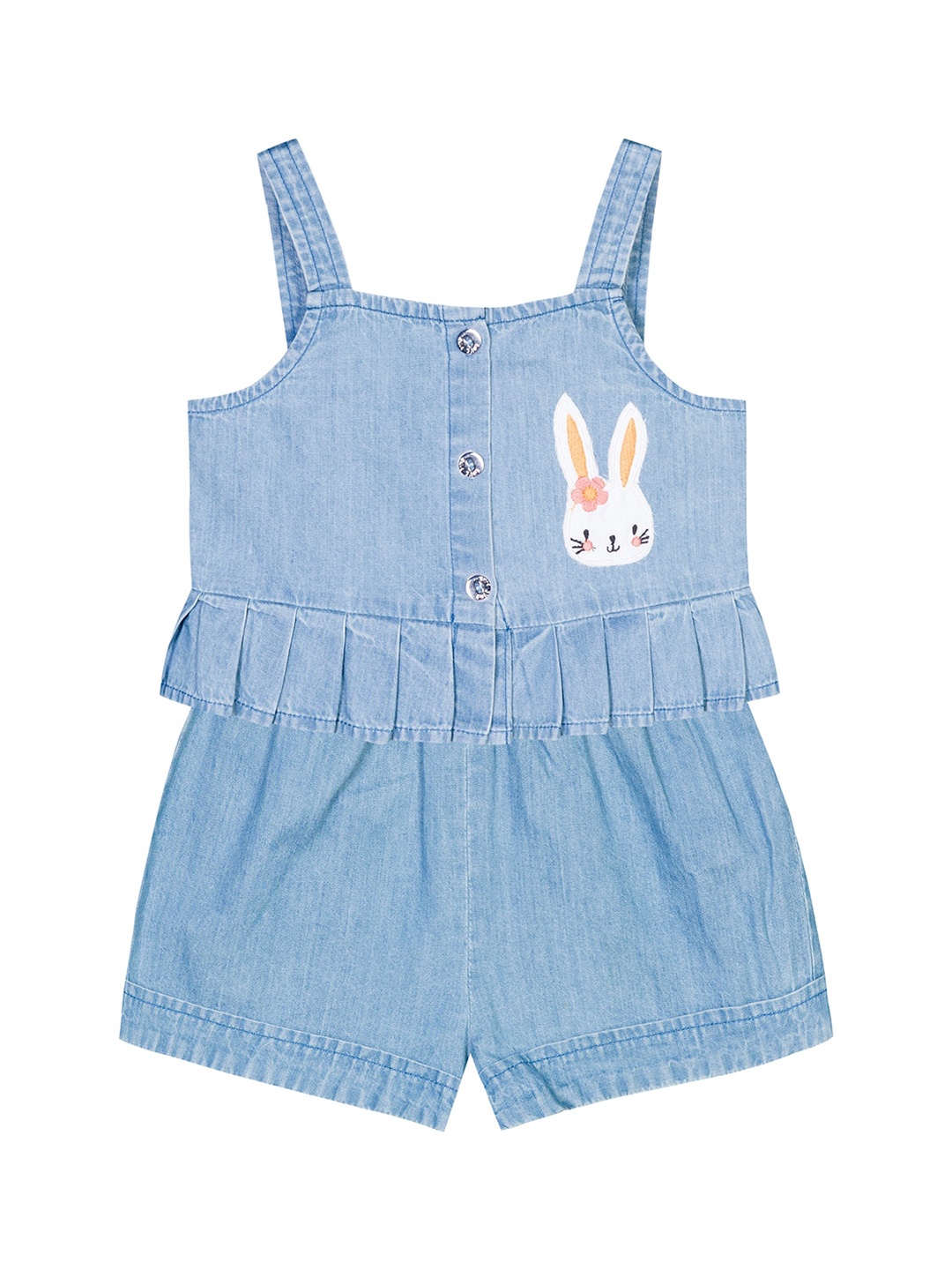

Budding Bees Girls Blue Pure Cotton Top with Shorts
