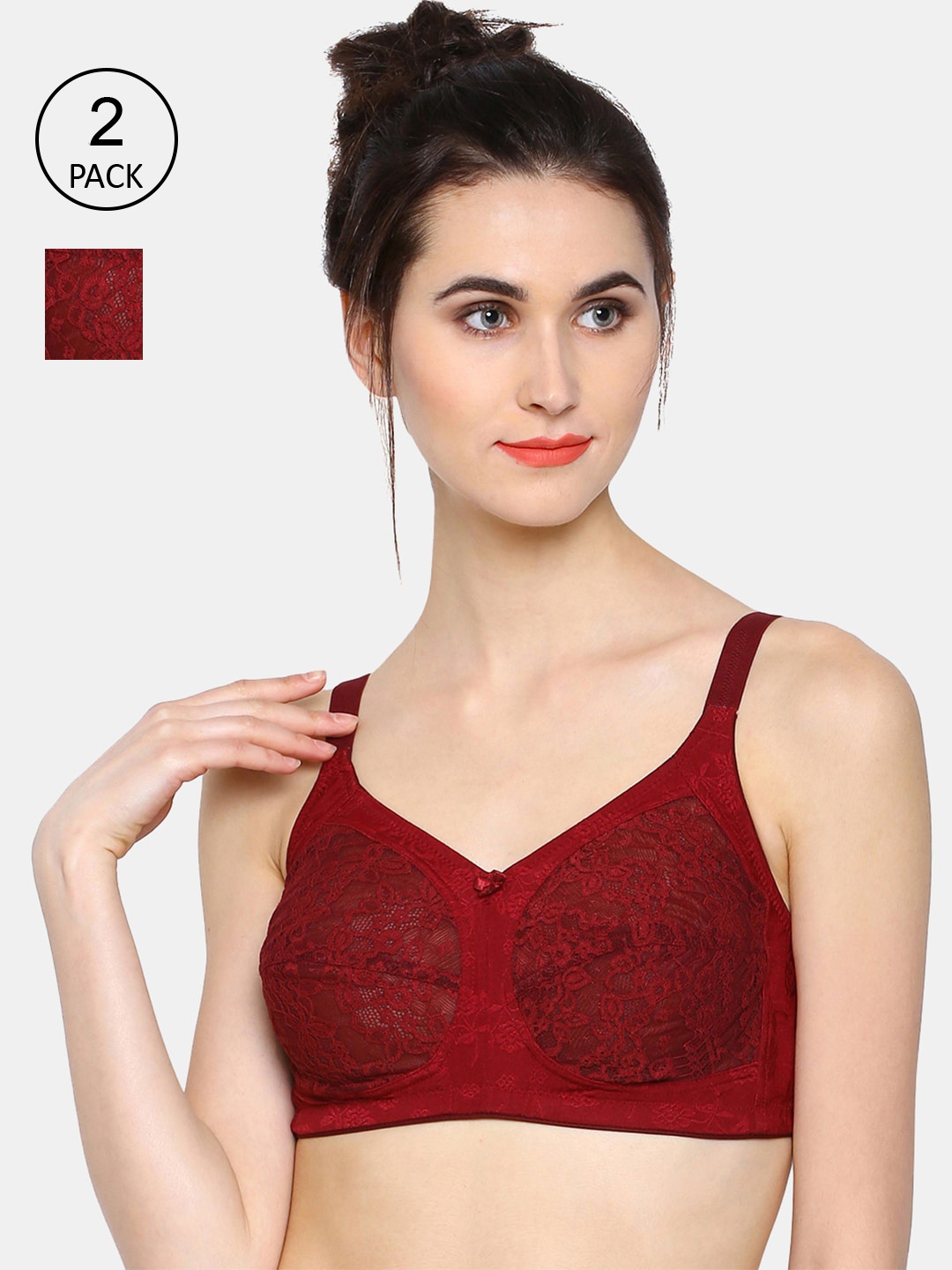 

Sonari Pack of 2 Red Fancy Net Bra