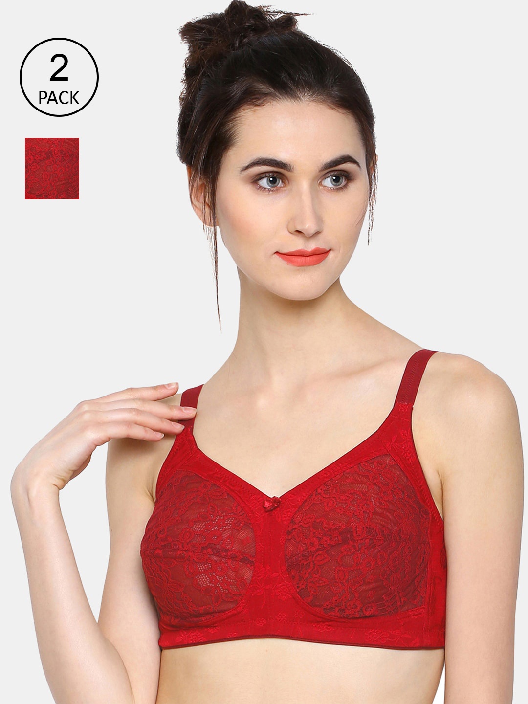 

Sonari Red Non-Wired Lace Bra felinaredred34D-redred