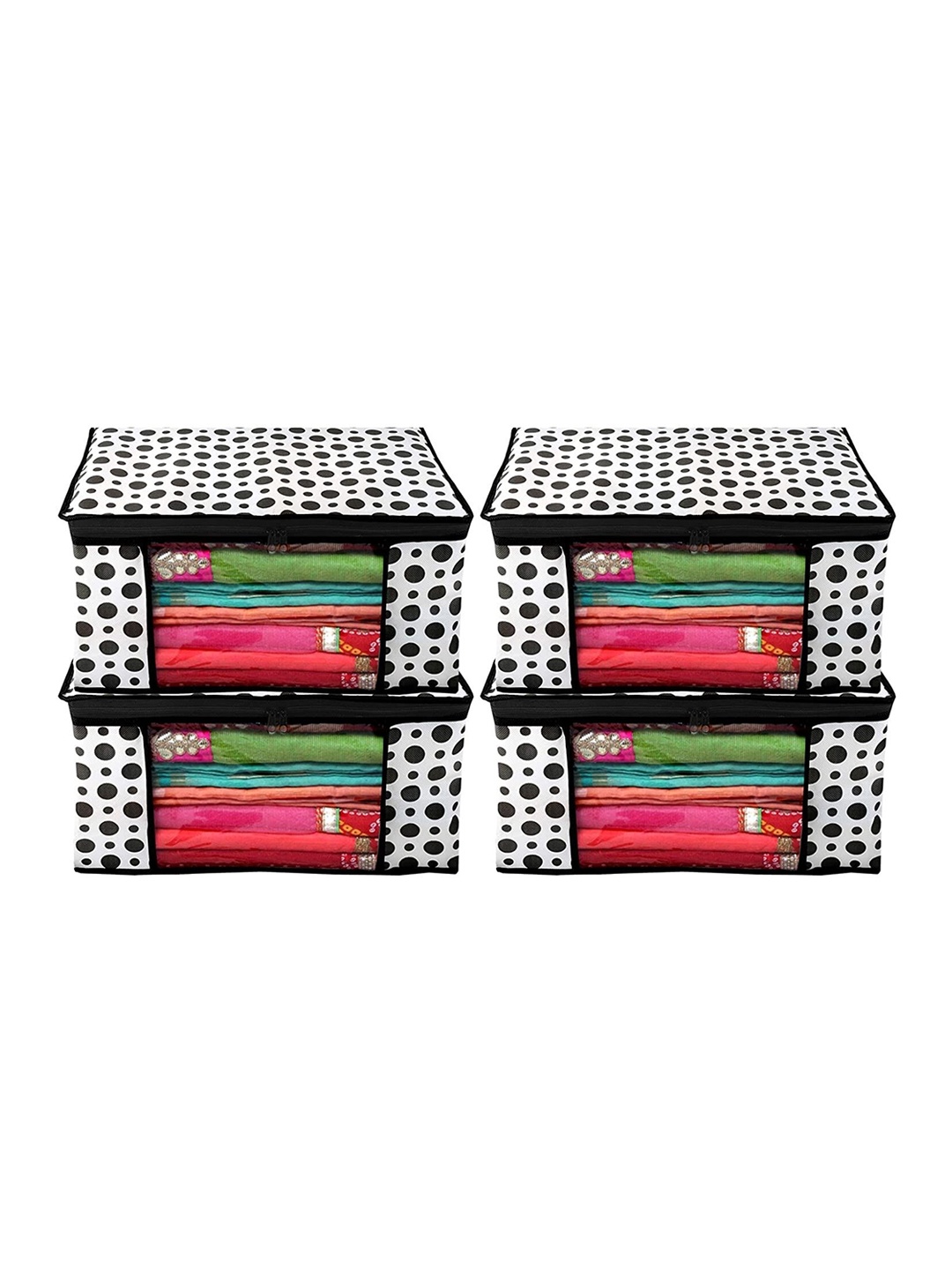 

Home Fresh Set Of 4 Printed Non-Woven Saree Organiser, White