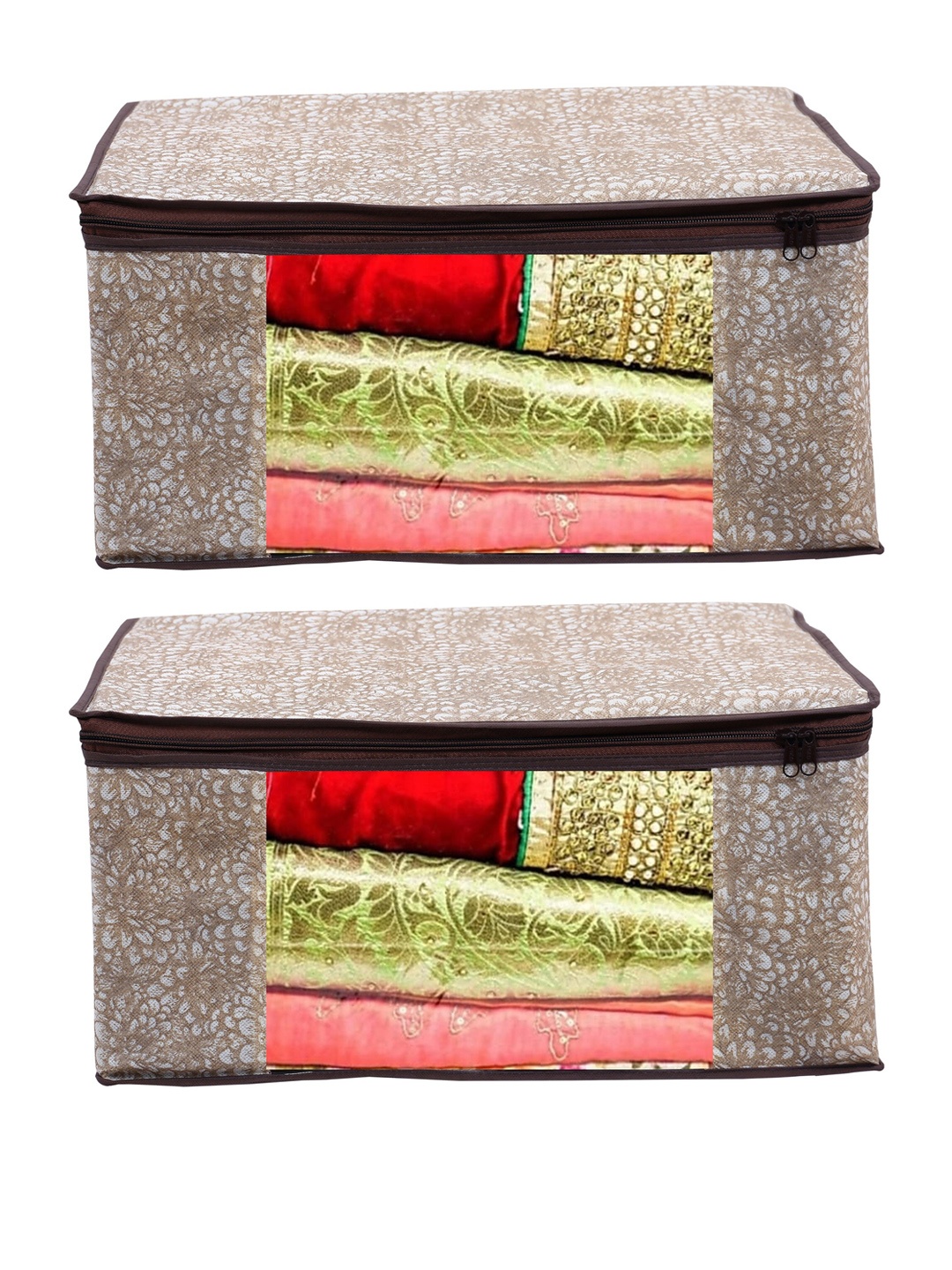 

Home Fresh Set Of 2 Brown Printed Saree Covers