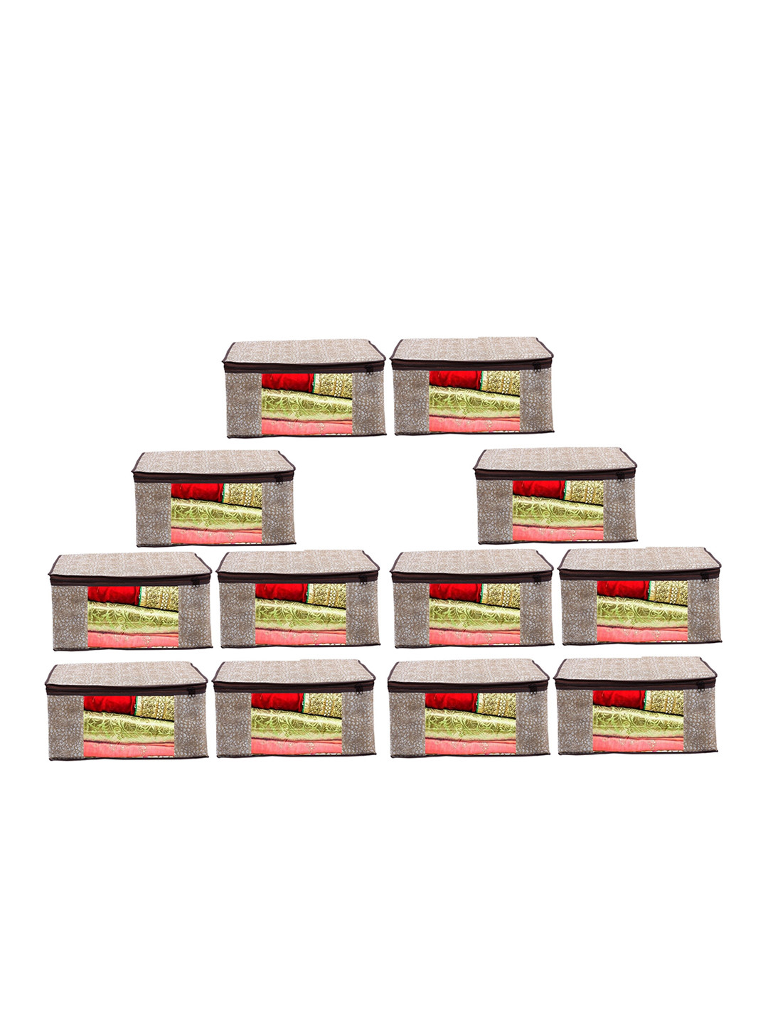 

Home Fresh Pack Of 12 Brown Printed Saree Organiser