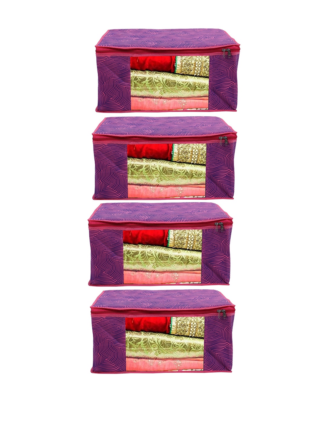 

Home Fresh Set Of 4 Pink Printed Organisers, Purple