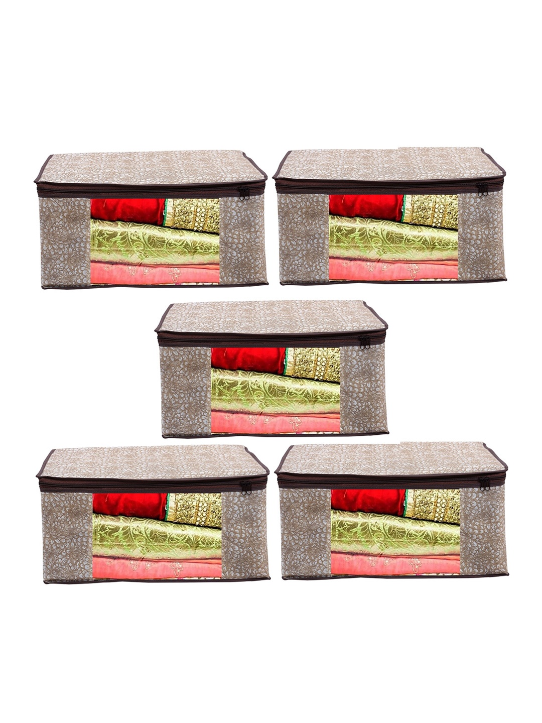 

Home Fresh Set Of 5 Brown Printed Organisers