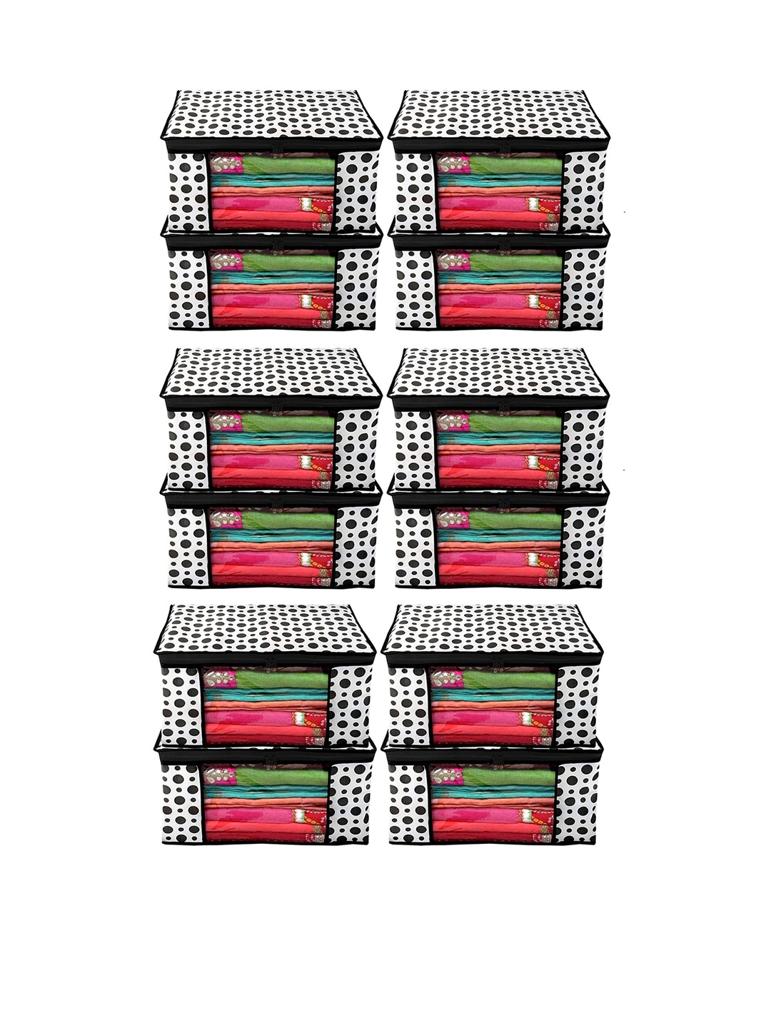 

Home Fresh Set Of 12 White & Black Printed Saree Organiser