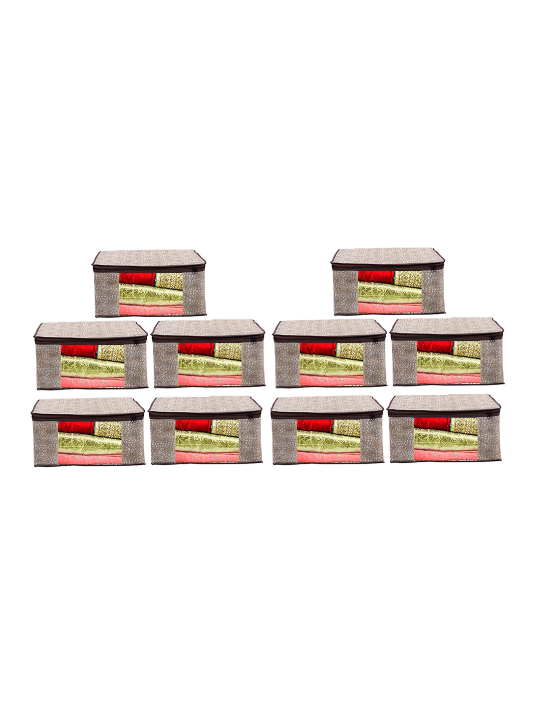 

Home Fresh Set Of 10 Brown Printed Saree Covers Organisers
