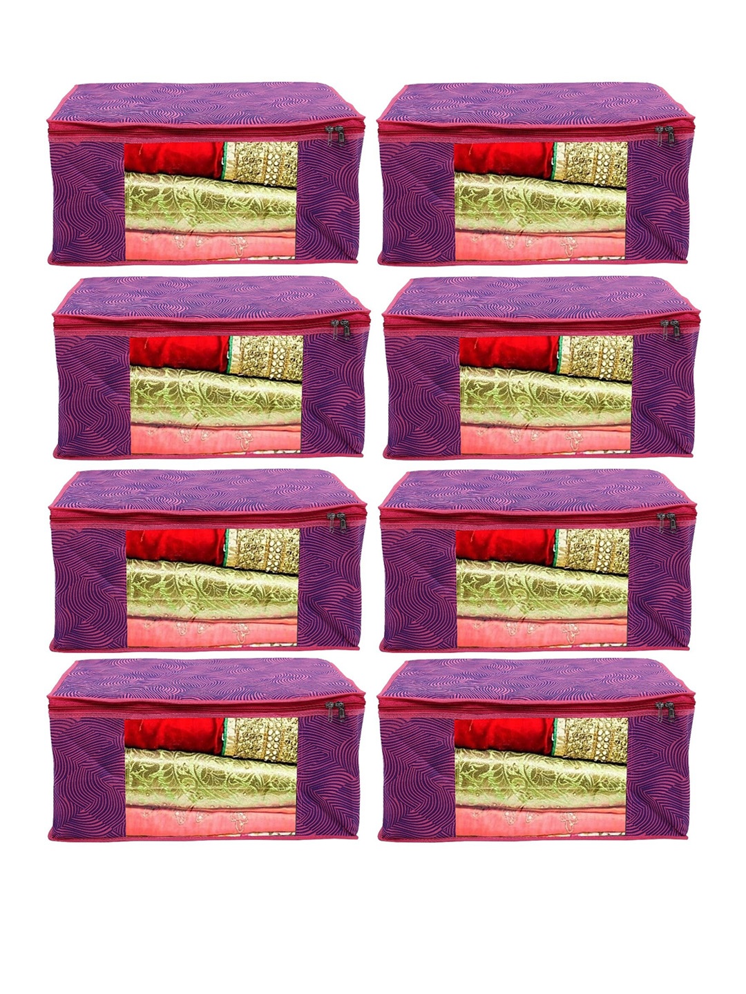 

Home Fresh Set of 8 Pink Printed Saree Organisers