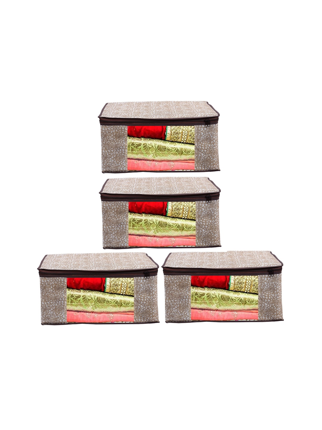 

Home Fresh Set Of 4 Brown Printed Saree Organiser