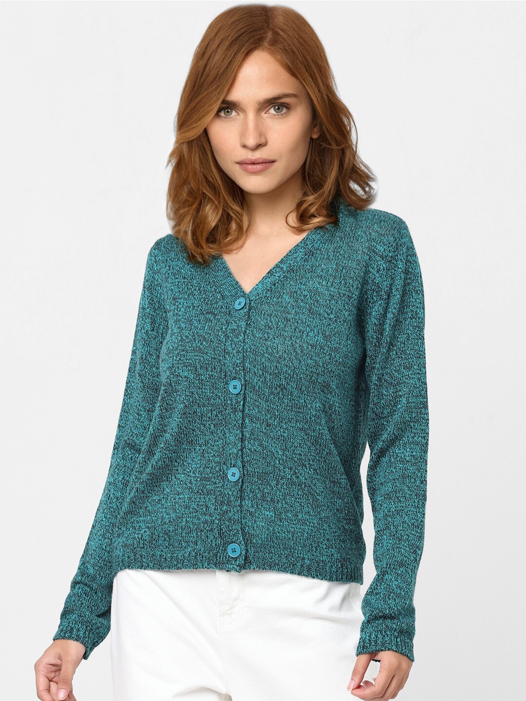 

Vero Moda Women Blue Ribbed Cardigan