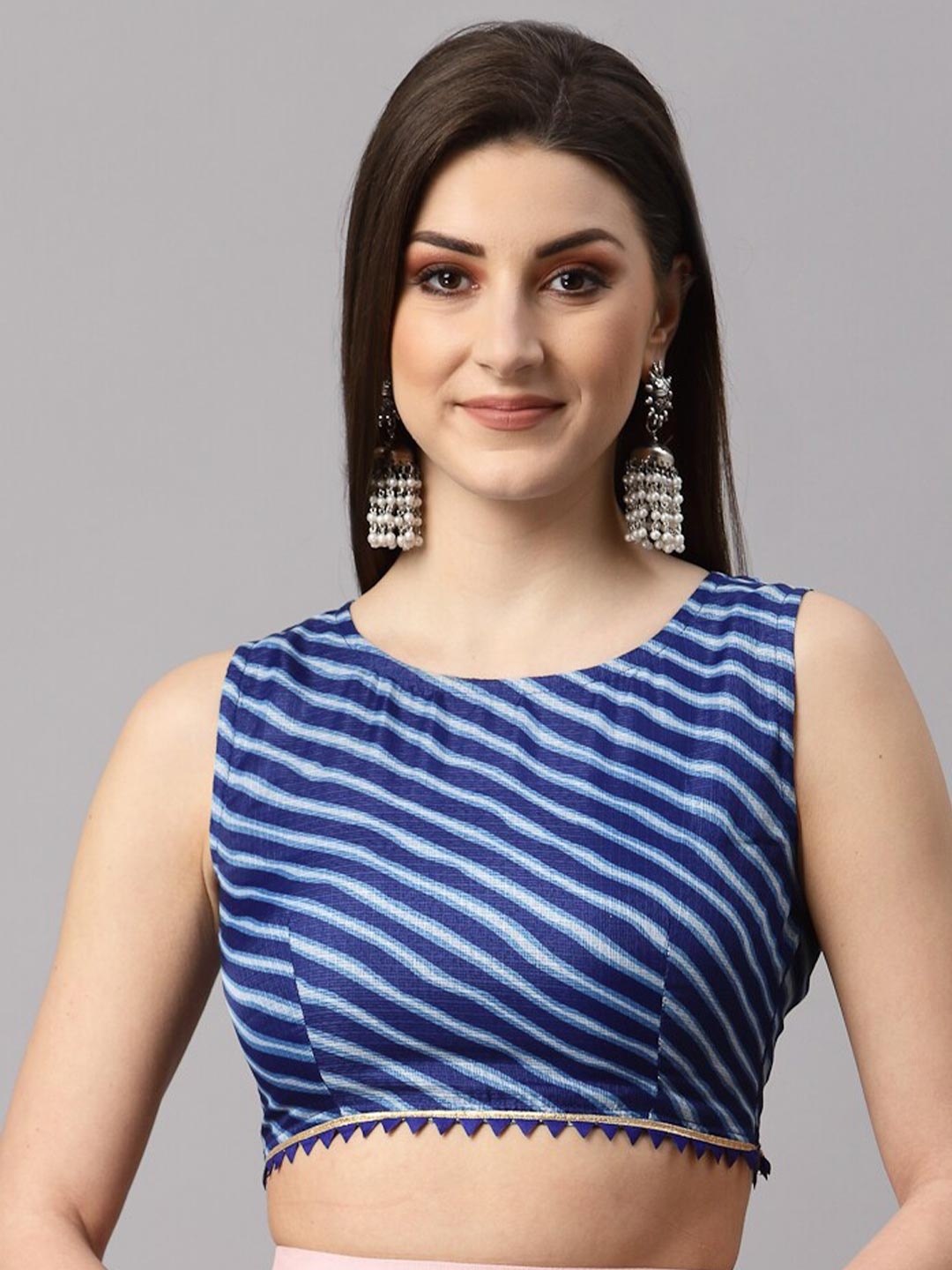 

NEUDIS Blue Striped Lehariya Crop Top