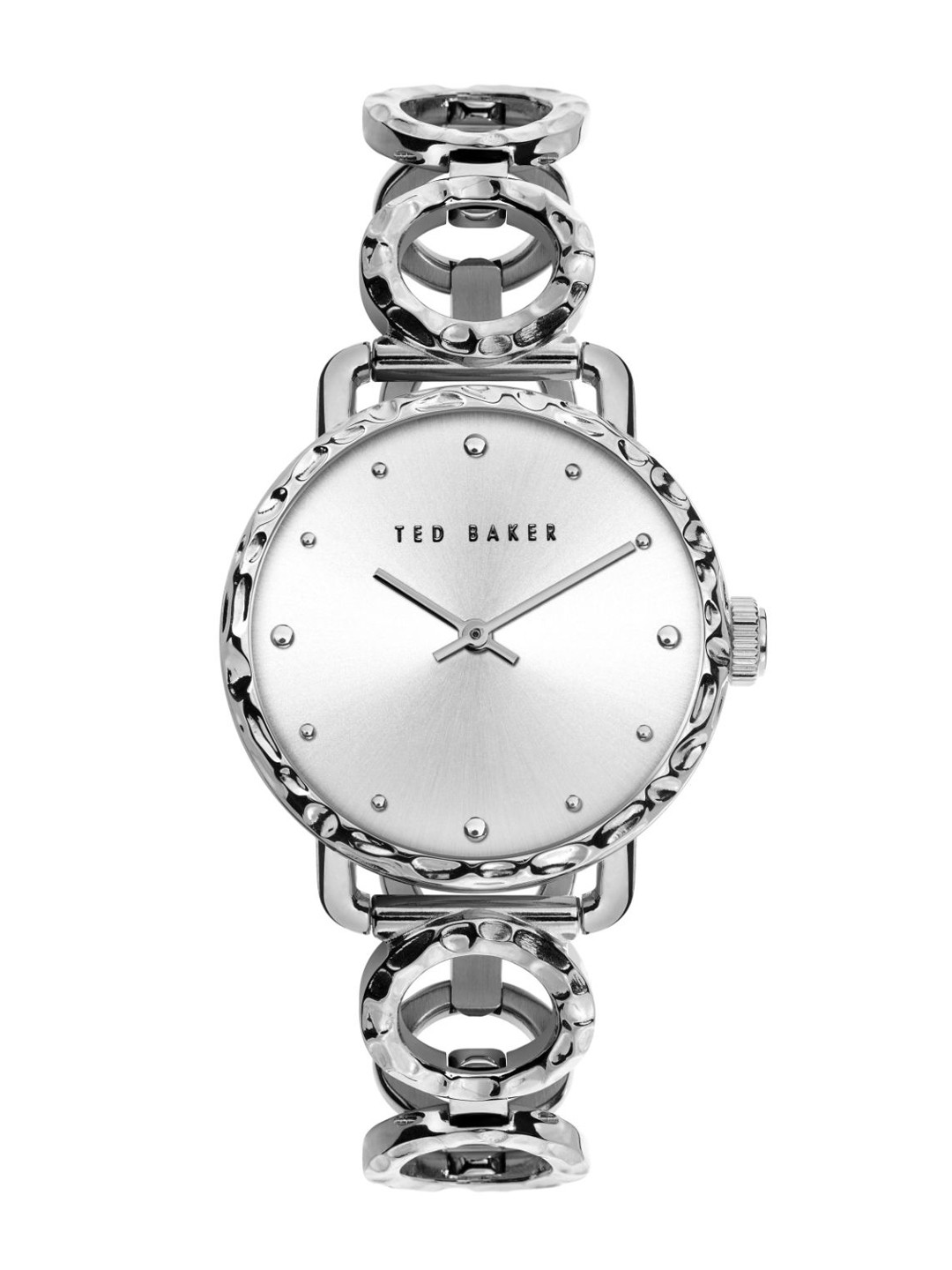 

Ted Baker Women Silver-Toned Embellished Dial & Silver Toned Stainless Steel Bracelet Style Straps Analogue Watch