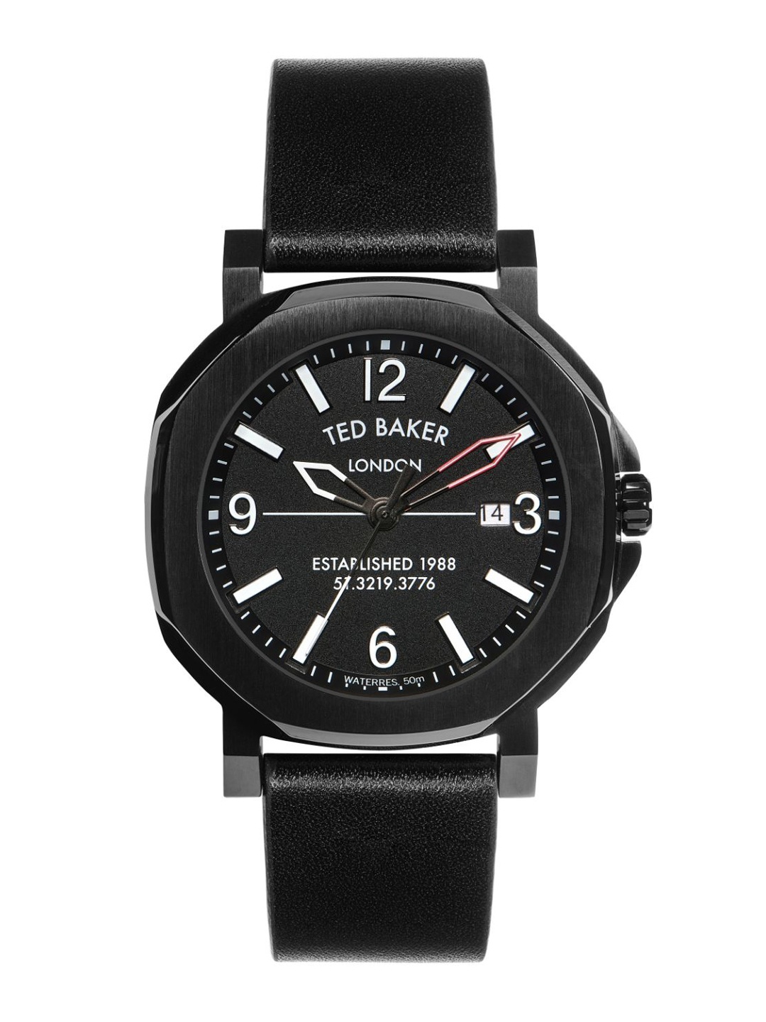 

Ted Baker Men Black Printed Dial & Black Leather Straps Analogue Watch BKPACS201