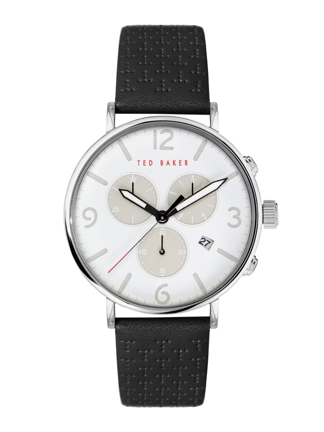

Ted Baker Men White Brass Dial & Black Leather Straps Analogue Watch BKPBAS203-White