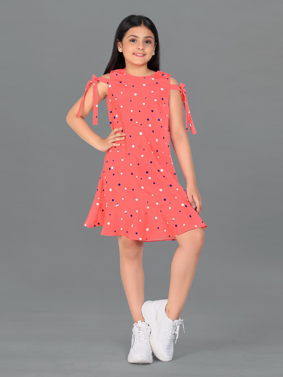 

FASHION DREAM Girls Pink Floral Sleeveless Dress