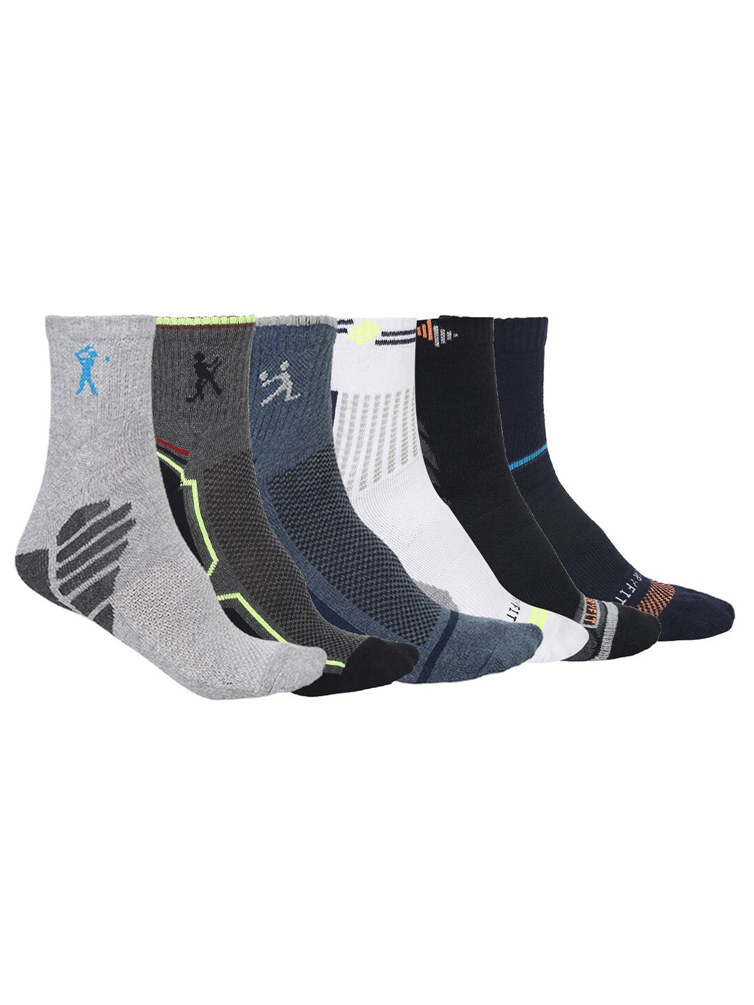 

VIMAL JONNEY Pack of 6 Assorted Ankle Length Socks