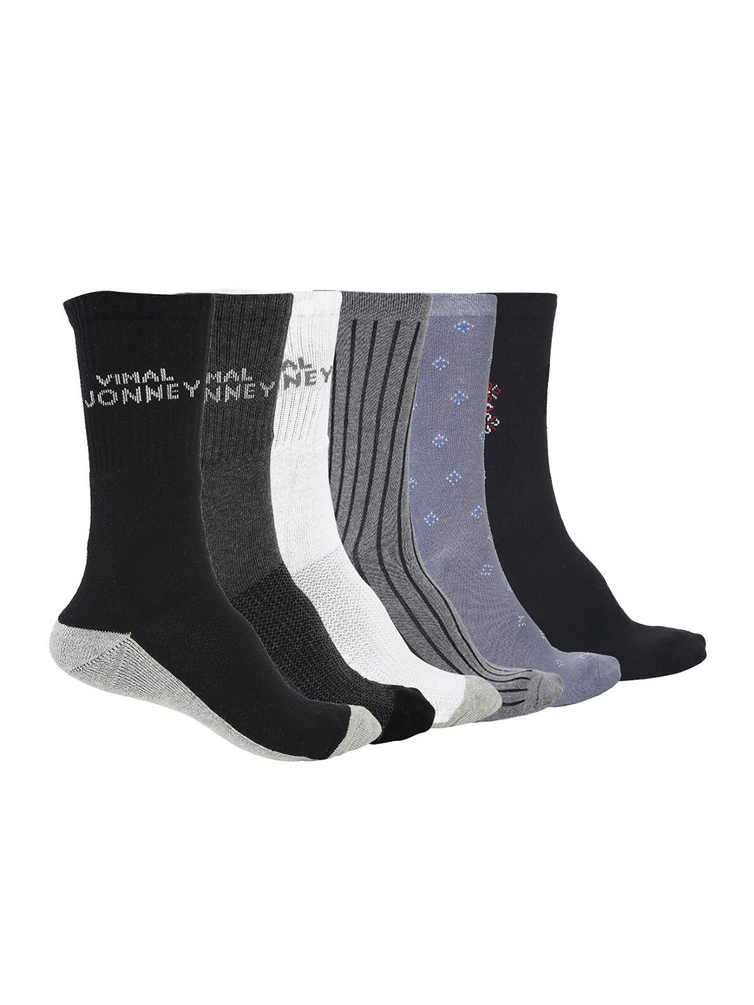 

VIMAL JONNEY Pack Of 6 Assorted Calf Length Socks