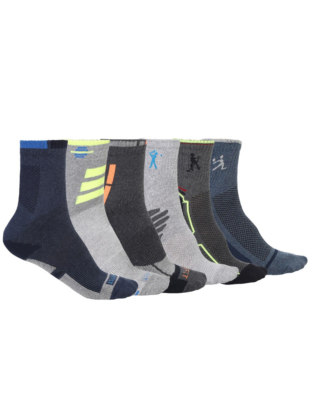 

VIMAL JONNEY Men Pack of 6 Patterned Ankle Length Socks, Assorted