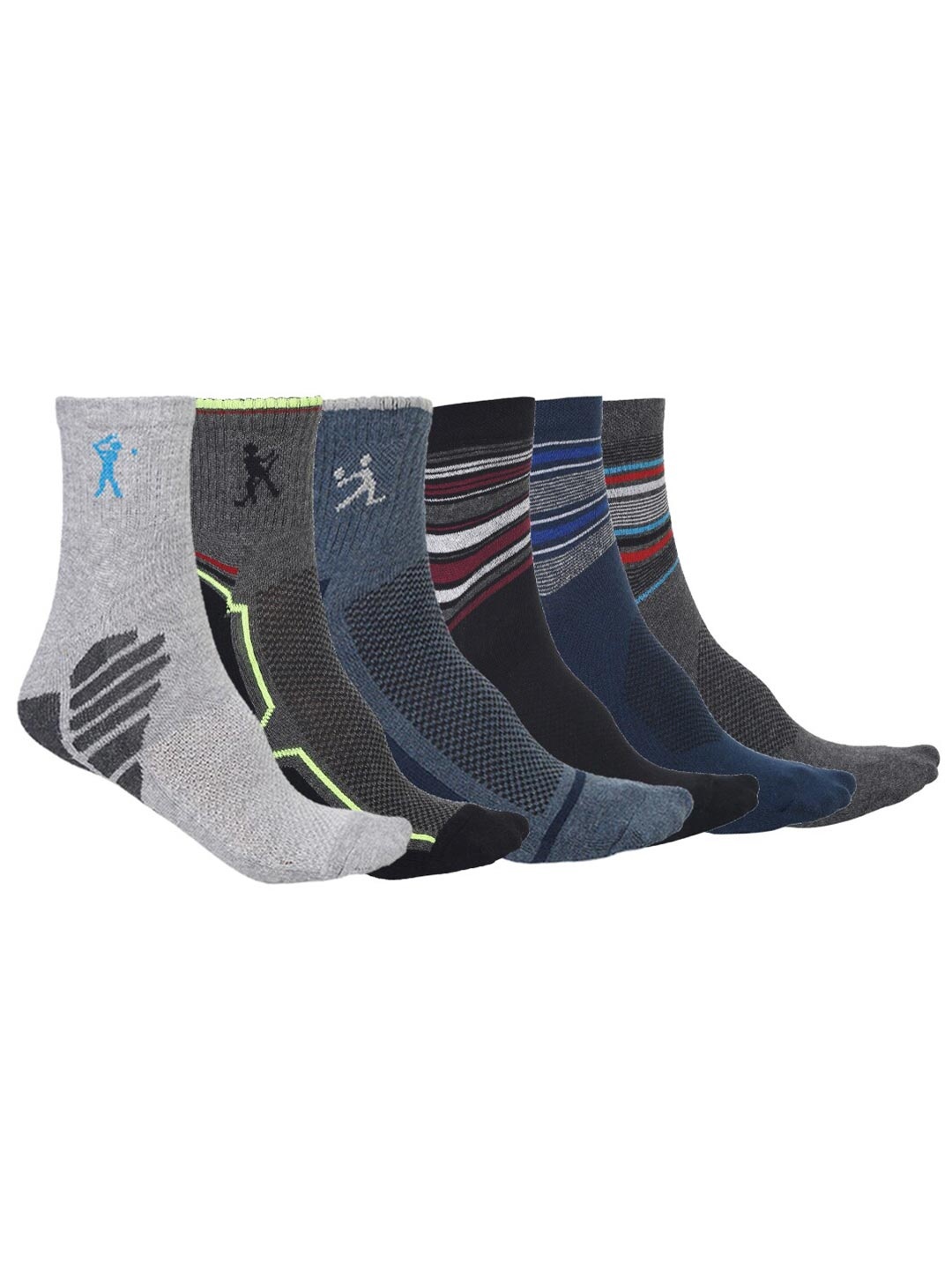 

VIMAL JONNEY Pack Of 6 Assorted Ankle Length Socks
