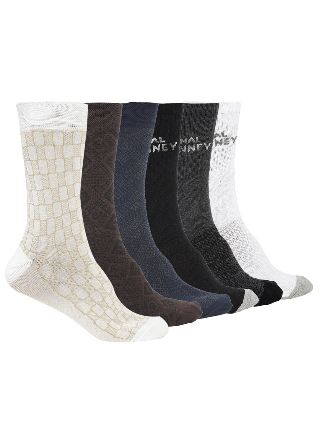 

VIMAL JONNEY Men Pack of 6 Patterned Cotton Calf-Length Socks, Multi