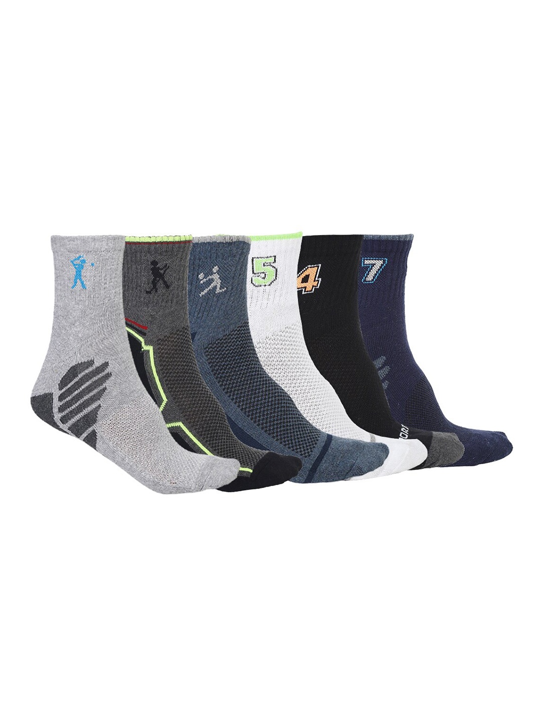 

VIMAL JONNEY Pack of 6 Patterned Above Ankle Socks, Assorted