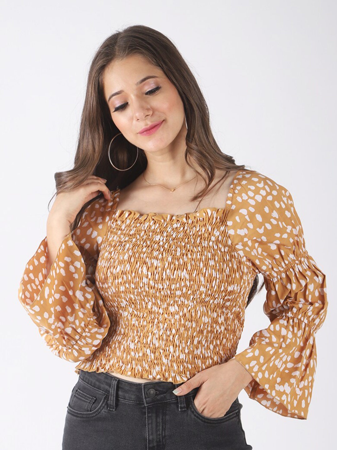 

PRETTY LOVING THING Mustard Yellow Printed Crepe Top