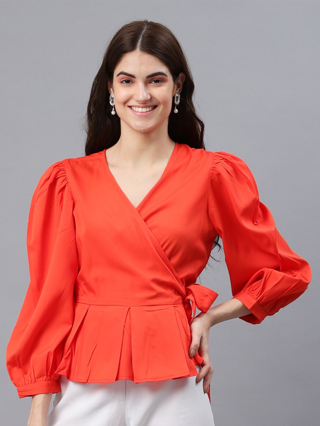 

PRETTY LOVING THING Red Crepe Wrap Crop Top