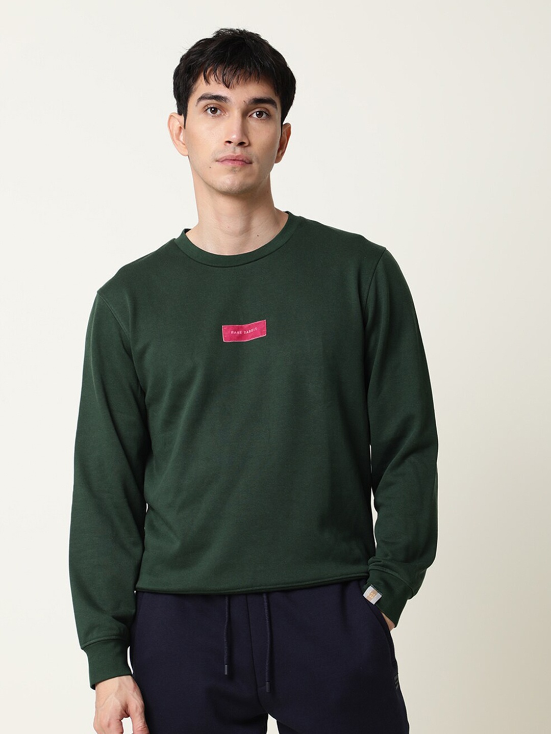 

RARE RABBIT Men Velveto Sweatshirt, Green