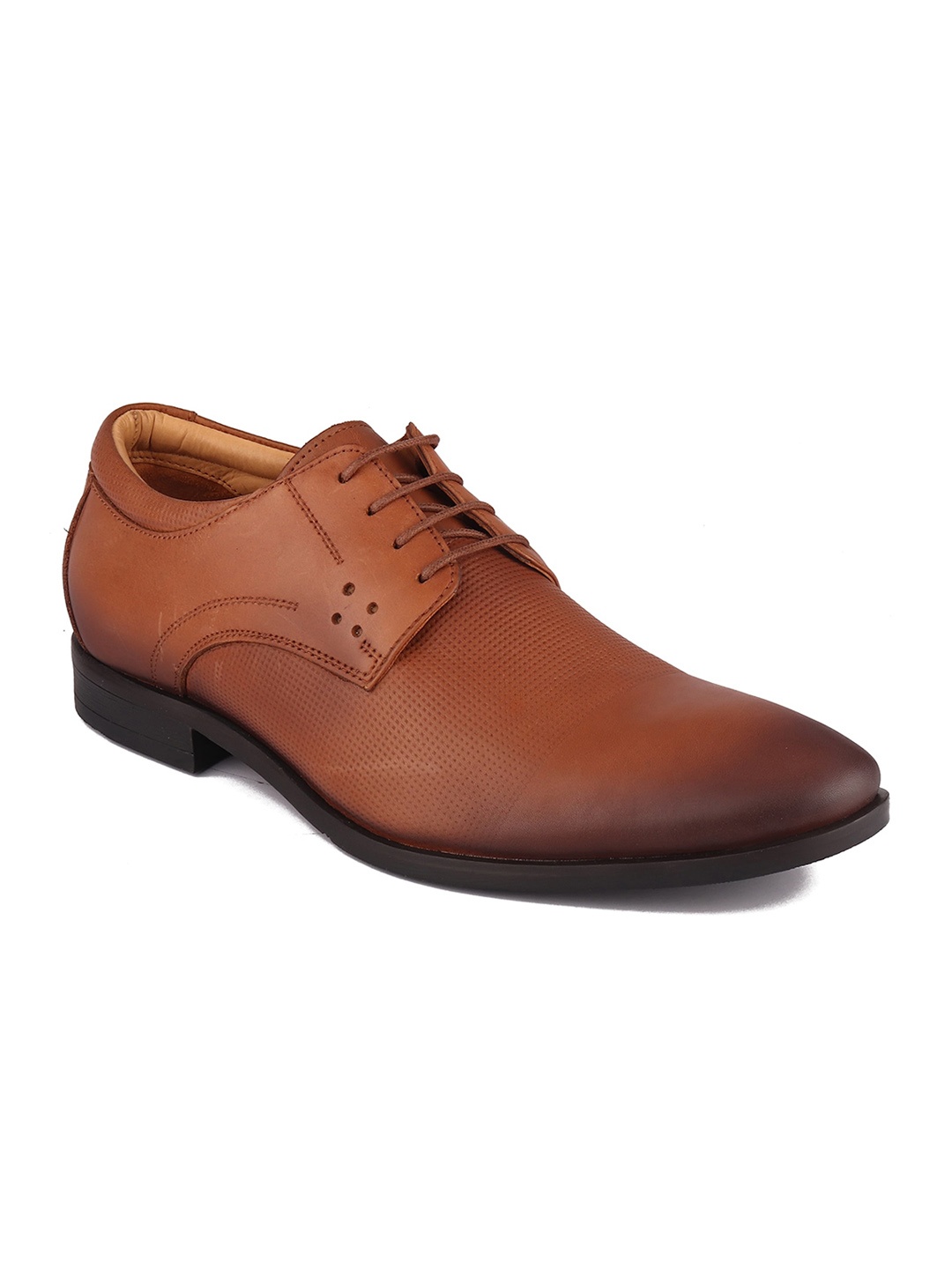 

TOP BRASS Men Tan-Coloured Solid Leather Formal Derbys