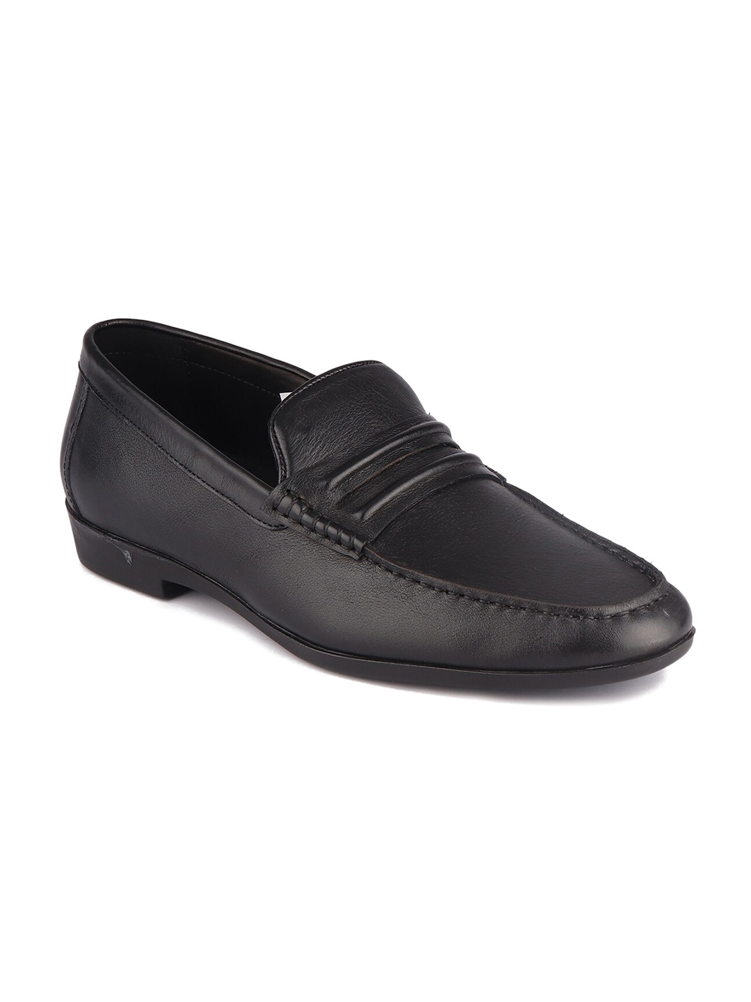 

TOP BRASS Men Black Solid Leather Formal Loafers