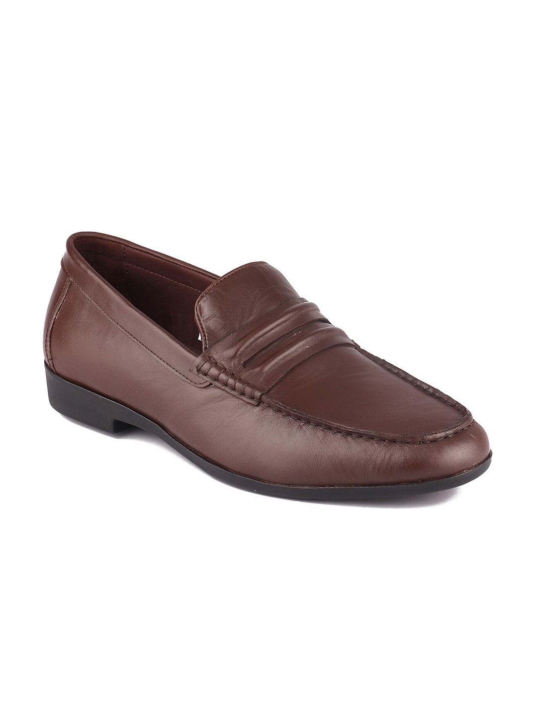 

TOP BRASS Men Brown Solid Genuine Leather Formal Loafers