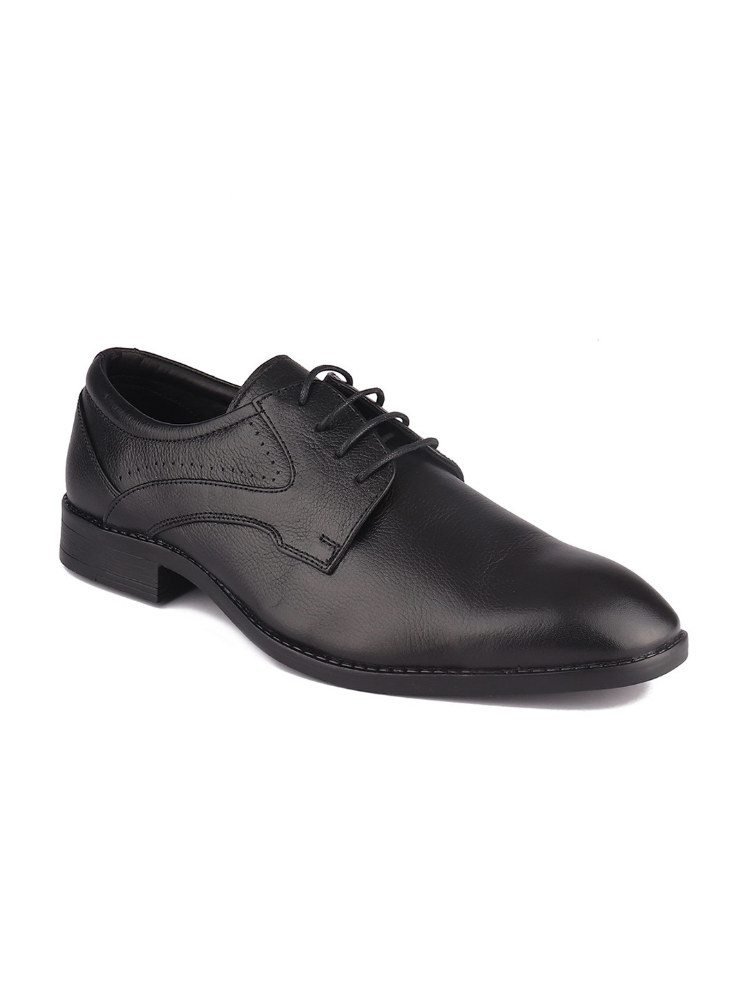 

TOP BRASS Men Black Solid Leather Formal Derby Shoes
