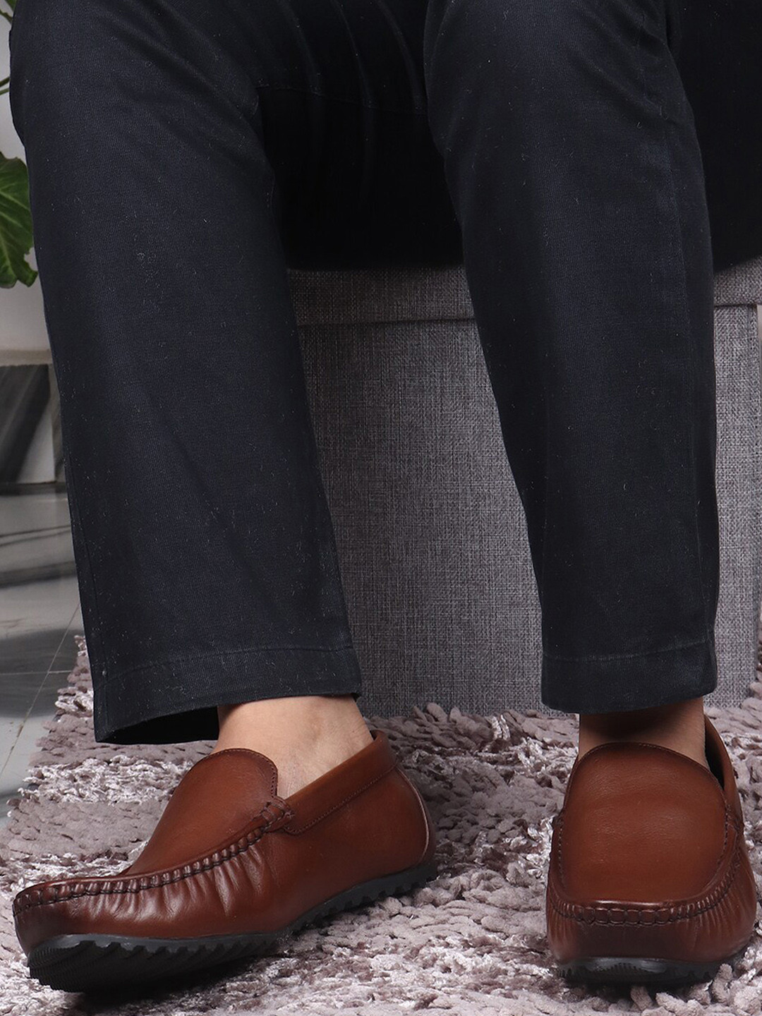 

TOP BRASS Men Brown Solid Formal Loafers