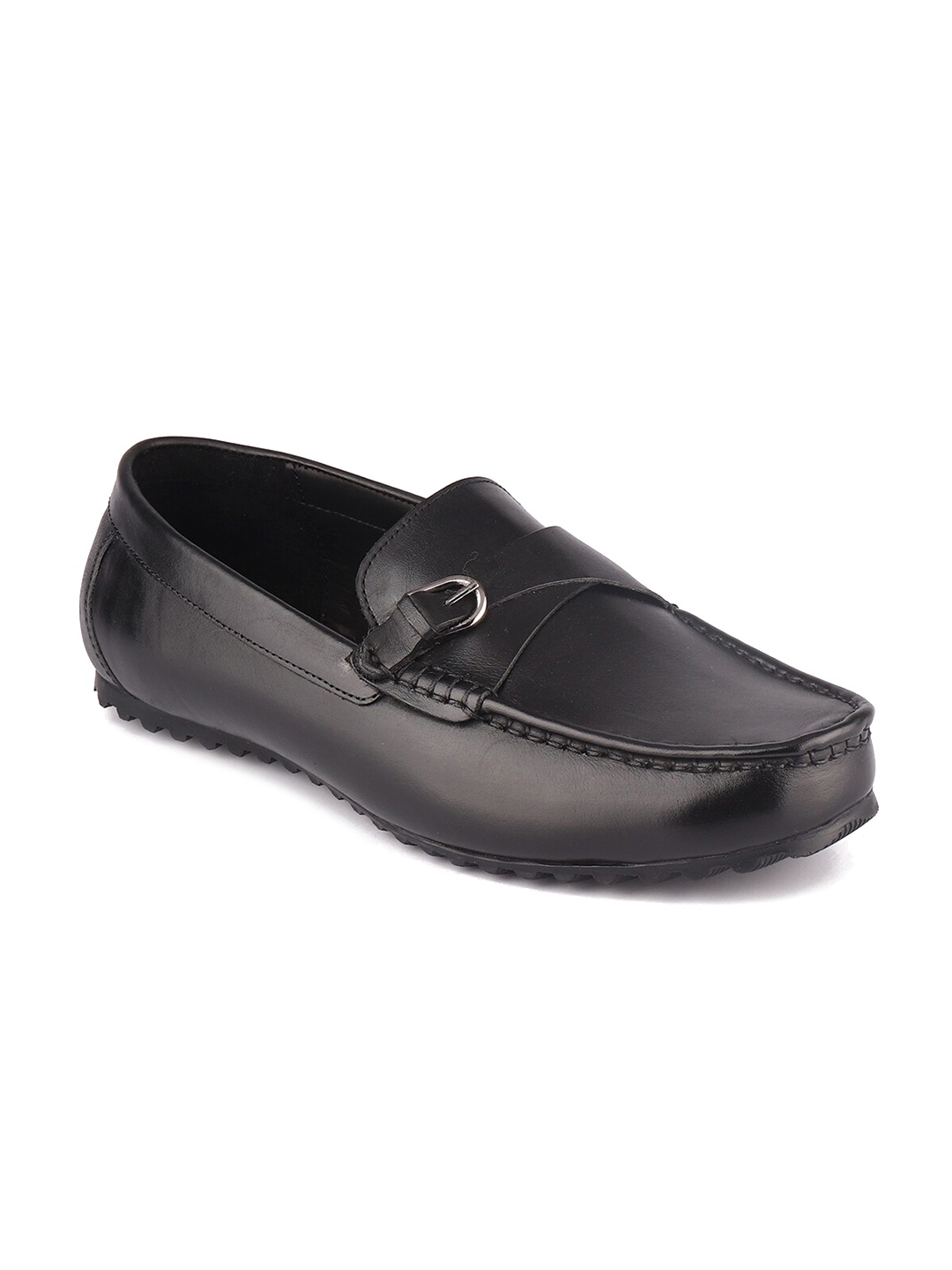 

TOP BRASS Men Black Solid Leather Formal Loafers