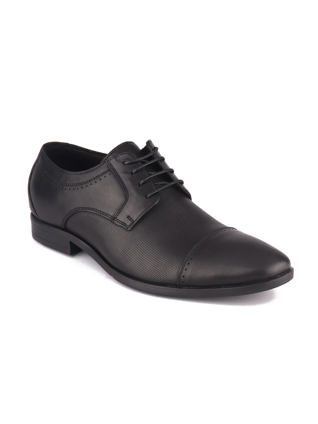 

TOP BRASS Men Black Solid Leather Formal Derbys Shoes