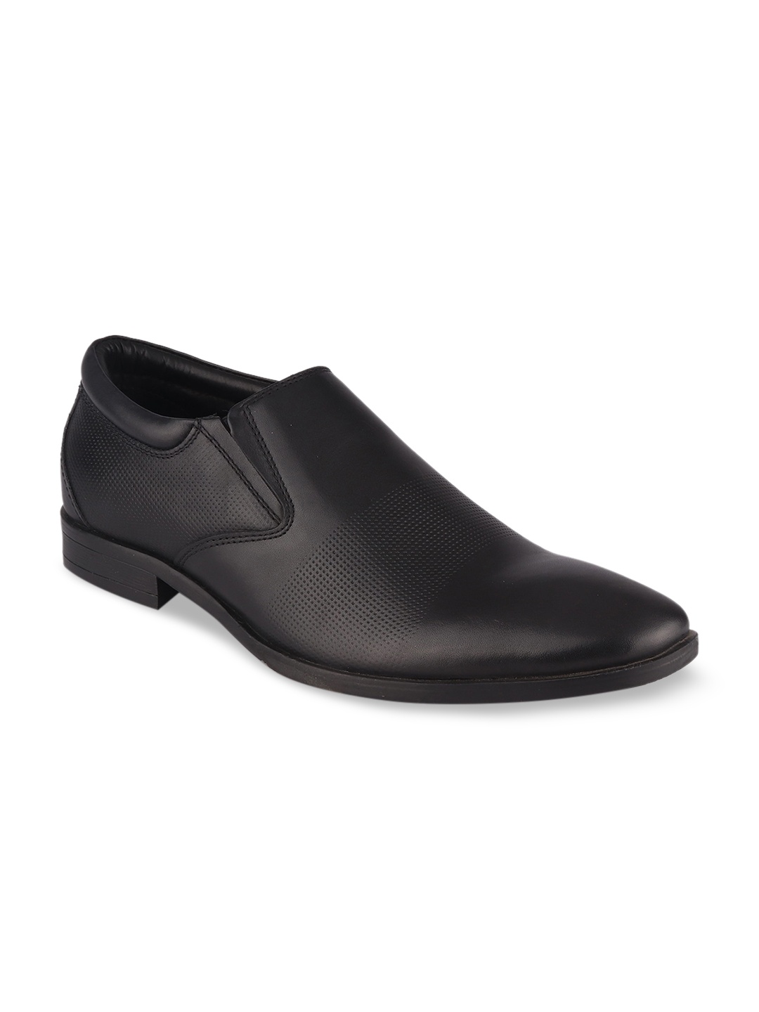 

TOP BRASS Men Black Solid Leather Formal Slip On Shoes
