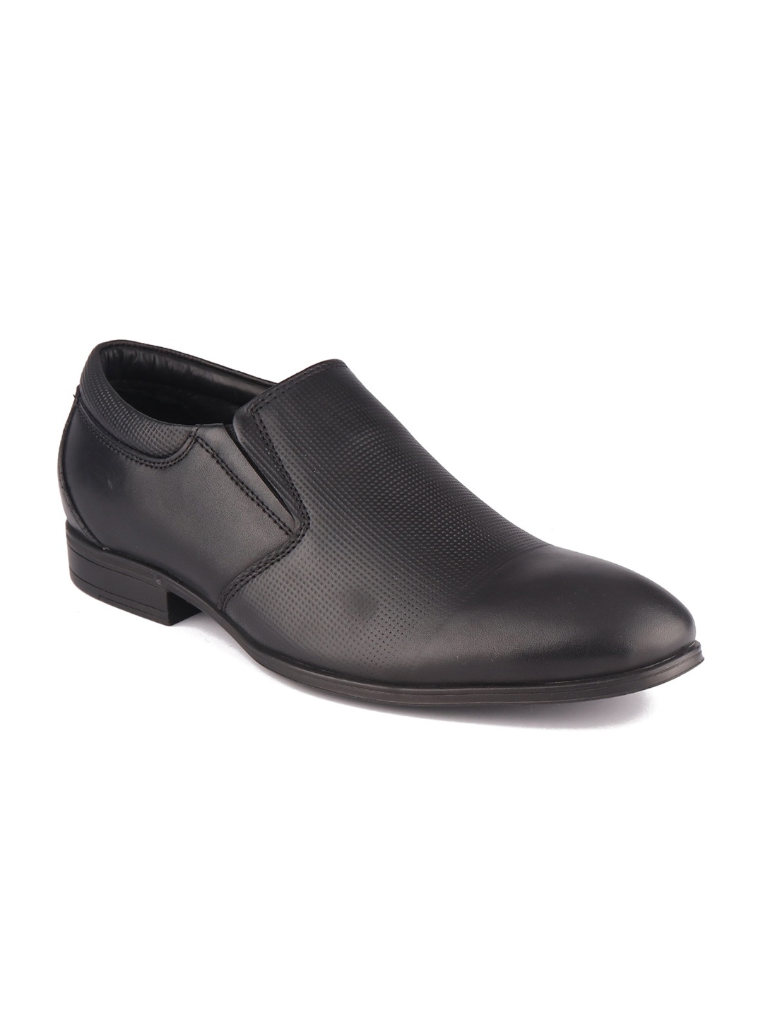 

TOP BRASS Men Black Solid Formal Leather Slip-On Shoes