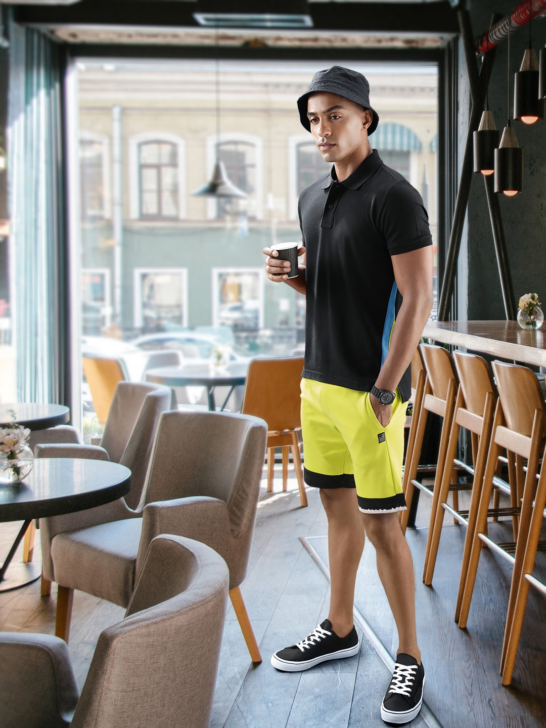 

Allen Solly Tribe Men Solid Shorts, Fluorescent green