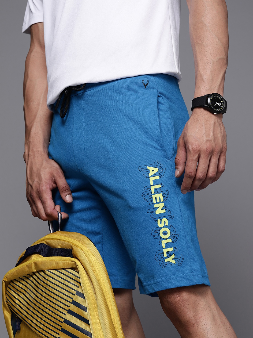 

Allen Solly Tribe Men Brand Logo Print Detail Regular Shorts, Blue