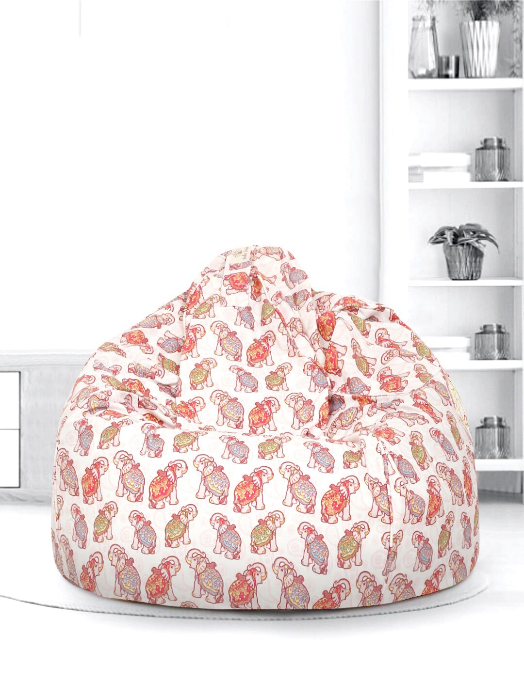 

SAKA DESIGNS Red & White Printed Bean Bag Cover Without Beans