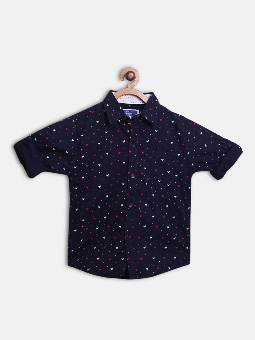 

612League Boys Blue Classic Printed Casual Shirt