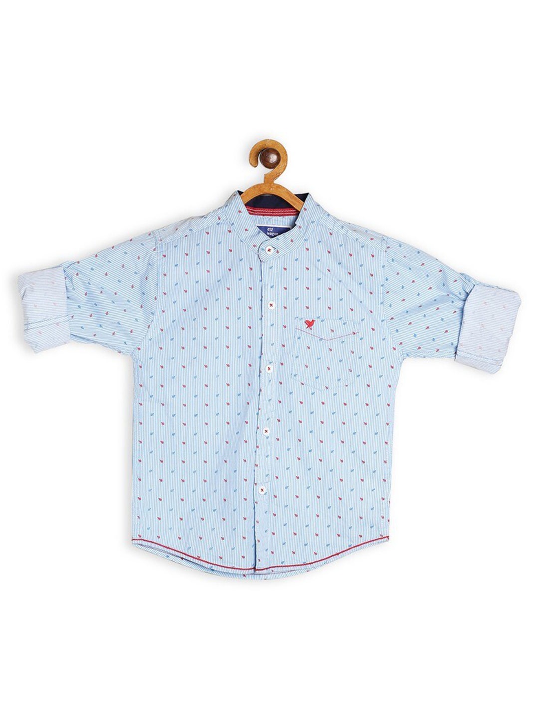 

612League Boys Blue Classic Printed Casual Shirt